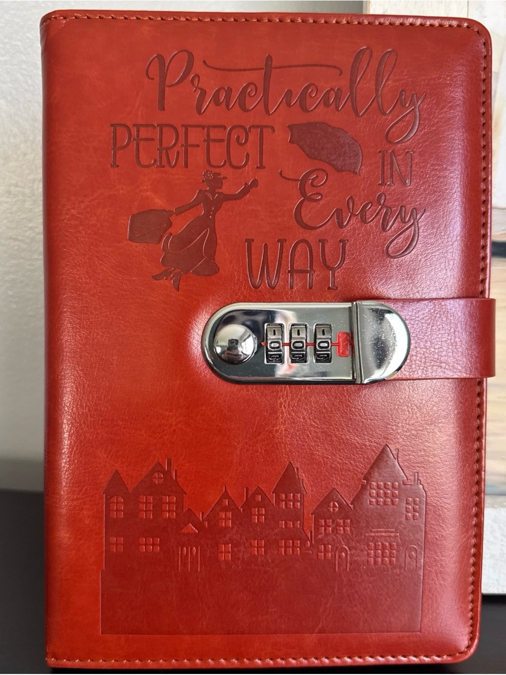 Mary Poppins Practically Perfect Locked Journal - Red Faux Leather New Rare